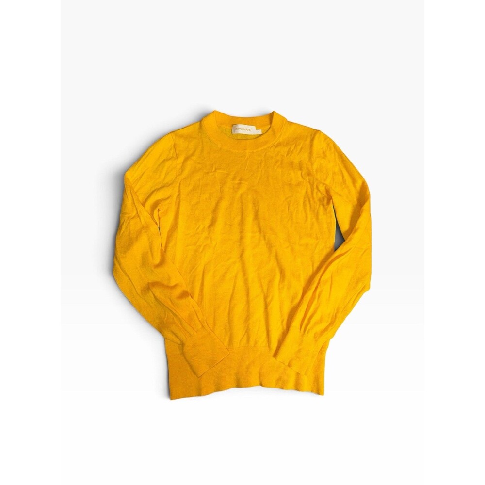 Zimmermann Yellow Cashmere Crewneck Sweater Size 1 S Fine Knit Flaw Small Hole